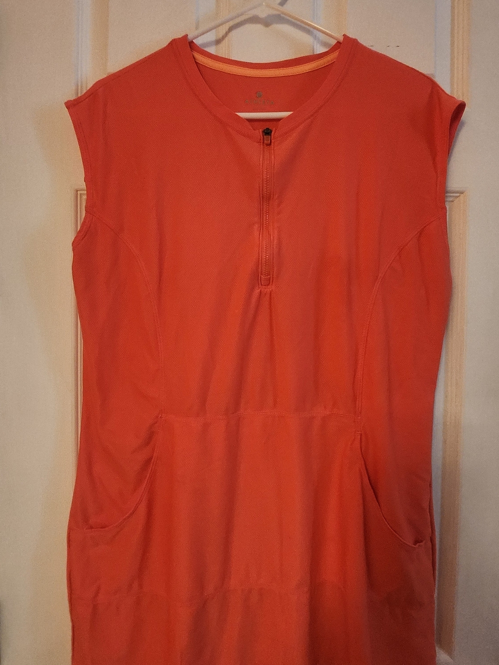 Athleta Women's Sleeveless Zip-Front Tank Bright Orange Swim Coverup